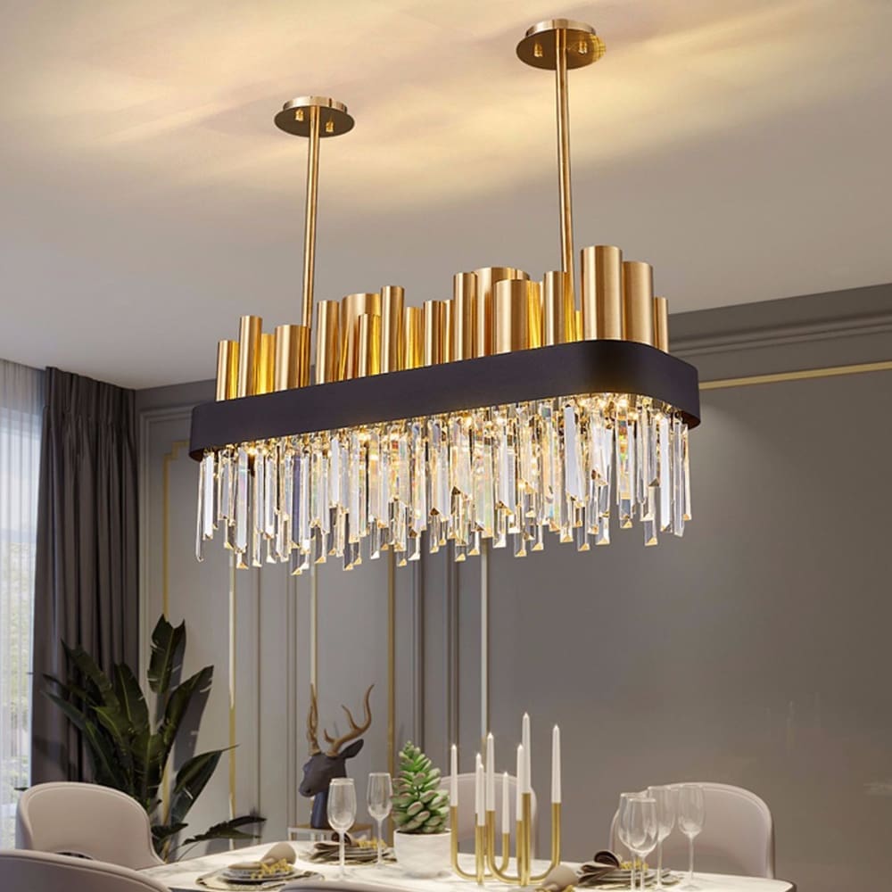 Domus: LED Crystal/Metal Ceiling Pendant Lamp; (120x35x45)cm, Gold