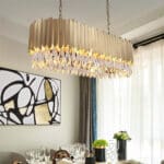 Domus: Crystal / Steel Ceiling Pendant Lamp: E14; (80x30)cm, Gold