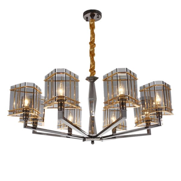 Domus: Crystal/ Steel Ceiling Pendant Lamp, 6 Lights: E14; (75x40)cm, Gold