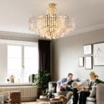 Domus: Crystal Gold Ceiling Pendant Lamp: 17 X E14, Gold
