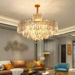 Domus: Crystal Gold Ceiling Pendant Lamp: 17 X E14, Gold