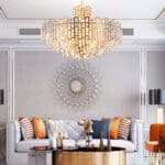 Domus: Crystal Gold Ceiling Pendant Lamp: 17 X E14, Gold