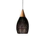 Domus: Rattan/Wicker Ceiling Pendant Lamp: AC85-265V; (35x35x85)cm, 1XE27, Black