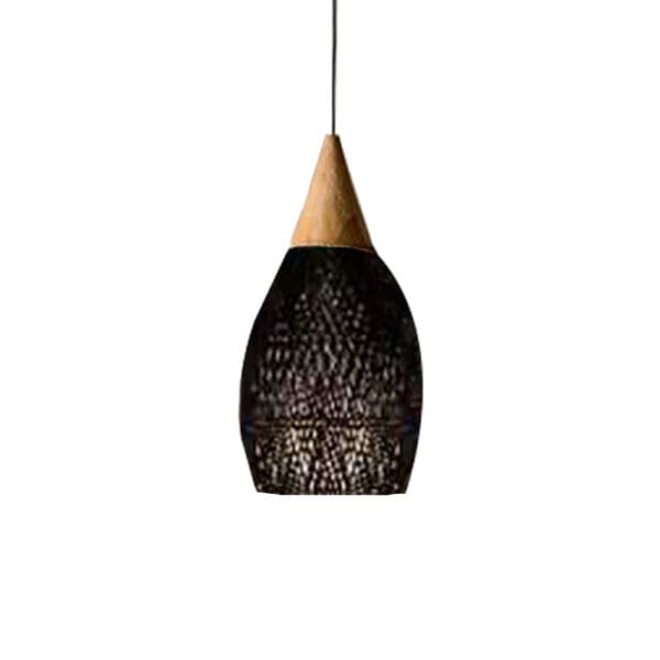 Domus: Rattan/Wicker Ceiling Pendant Lamp: AC85-265V; (35x35x85)cm, 1XE27, Black