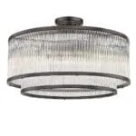 Pendant Lamp With Oil Rubbed Bronze/Clear Glass Shade (E14); (L21.5xW24xH46.5~156.5)cm