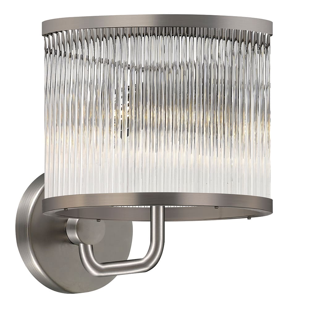 Wall Lamp With Clear Glass Bar Shade; (W22xH24xD26)cm, Antique Silver (E14)
