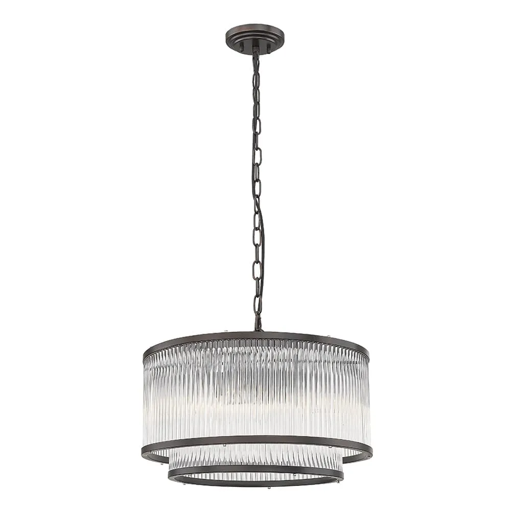 Pendant Lamp With Clear Glass Bar Shade; (φ41.5xH37-150)cm, Oil Rubbed Bronze (E14)