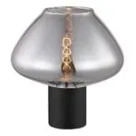 Table Lamp With Light Smoky Glass Shade; (φ21xH21.3)cm, Matt Black (E27)