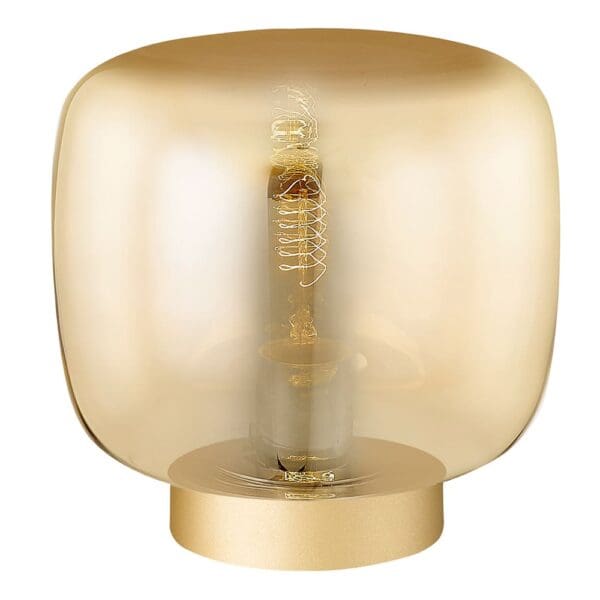 Table Lamp With Amber Glass Shade; (φ20xH19)cm, Gold (E27)