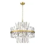 Pendant Lamp With Clear Glass Shade; (φ60.5xH73~153)cm, Brushed Brass (G9)