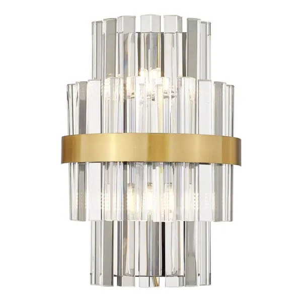 Wall Lamp With Clear Glass Shade; (W20xH29xD9)cm, Brushed Brass (G9)