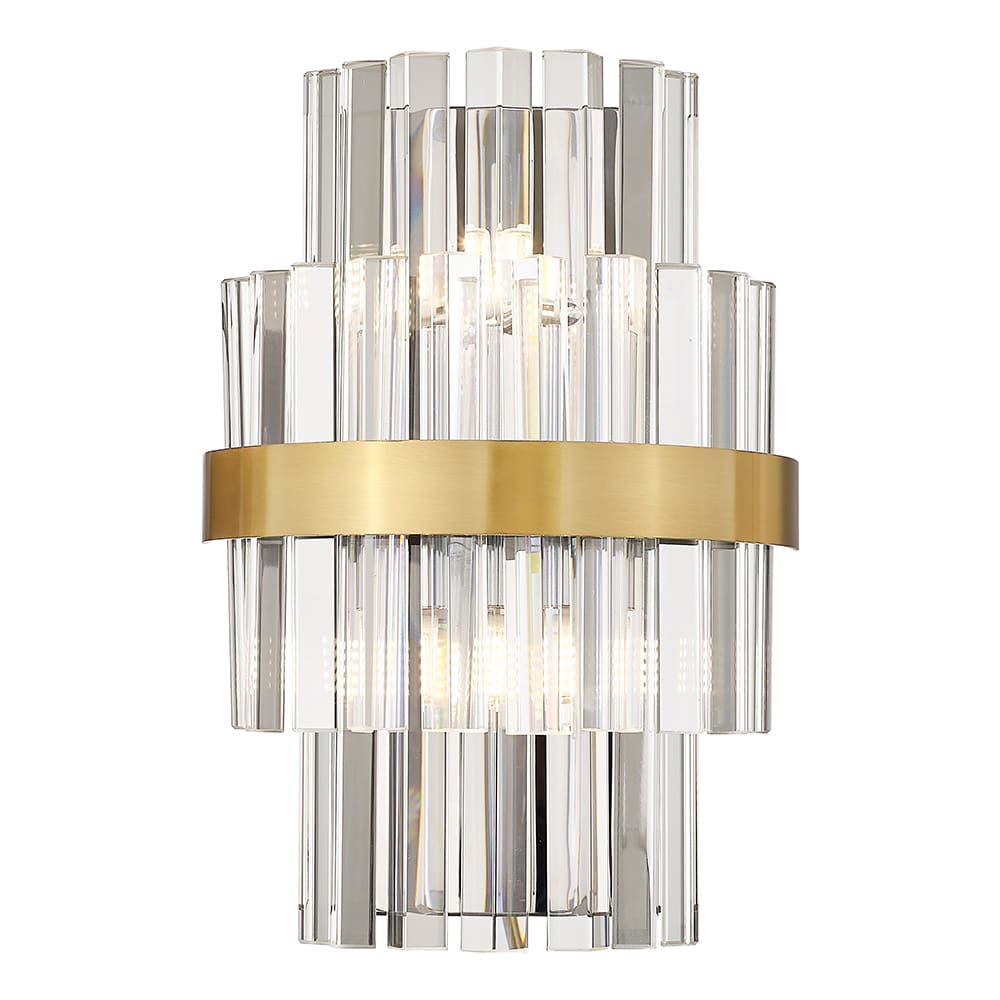 Wall Lamp With Clear Glass Shade; (W20xH29xD9)cm, Brushed Brass (G9)