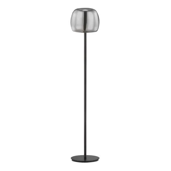 Floor Lamp With Light Smoky Glass Shade; (φ26xH136)cm, Matt Black (G9)