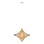 Pendant Lamp: Brass With Amber Glass, E27; (L31xH150)cm