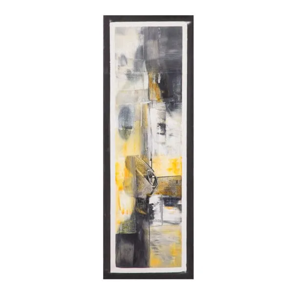 Oil Painting: Abstract; (30x90x3)cm, Grey/Yellow