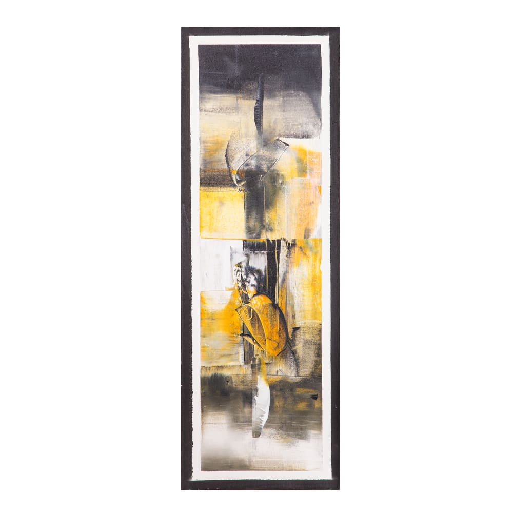 Oil Painting: Abstract; (30x90x3)cm, Dark Blue/Yellow