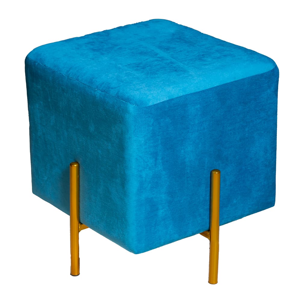 Leisure Square Fabric Pouf With Legs; (40x40x45)cm, Turquoise