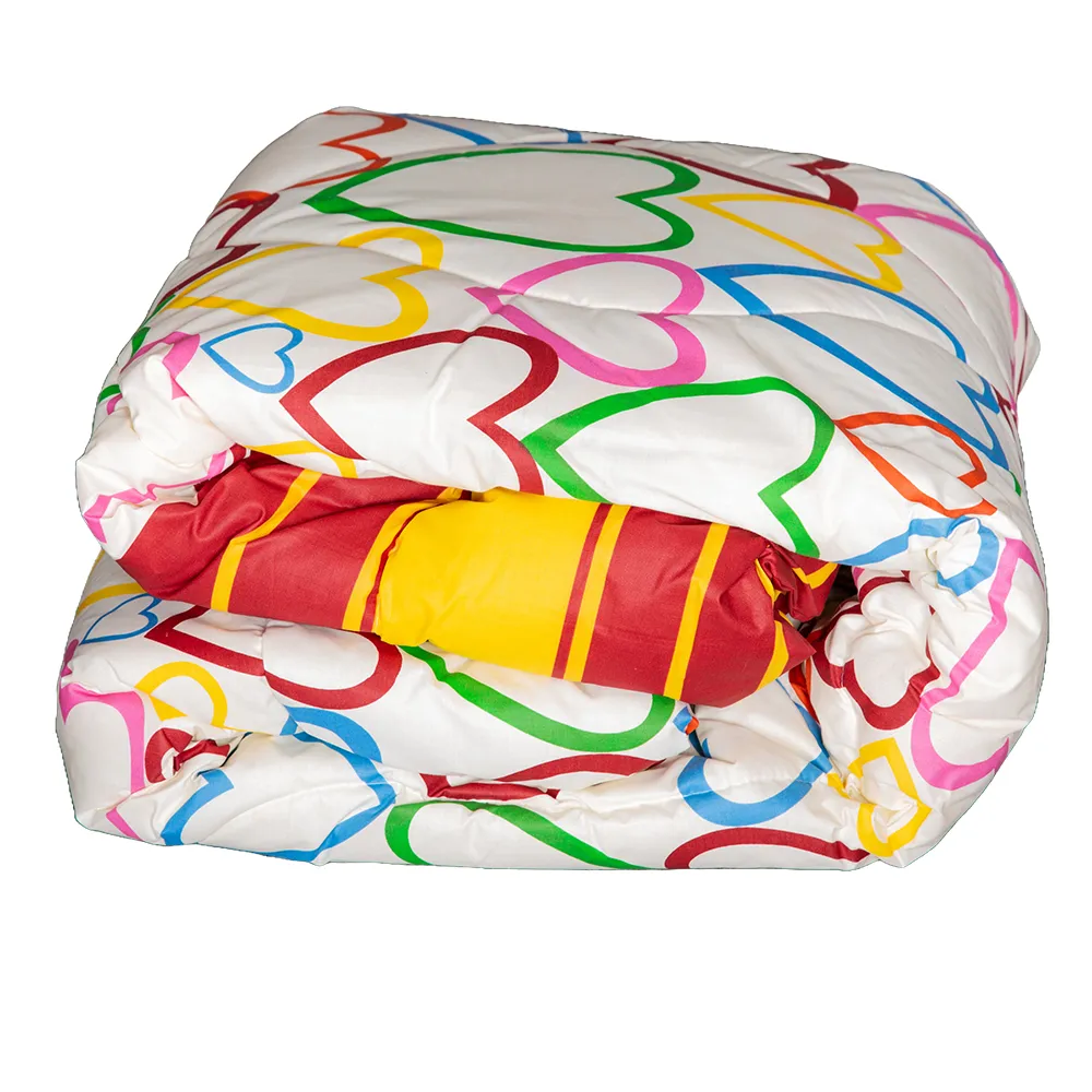 DOMUS: Single Printed Hearts Pettern Comforter Set, 3pc, Multicolor