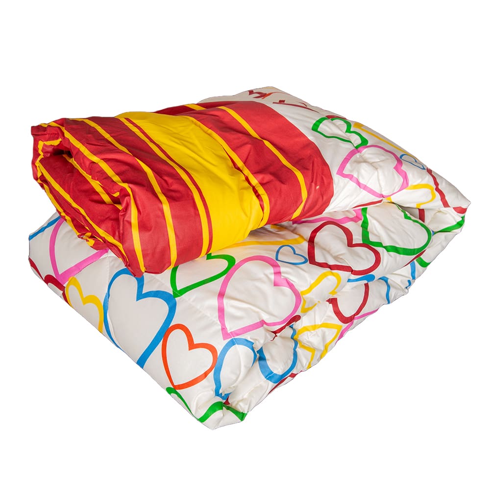 DOMUS: Single Printed Hearts Pettern Comforter Set, 3pc, Multicolor