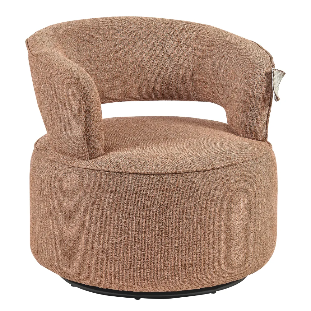 Fabric Swivel Relax Chair With Back Rest; (75x75x74)cm, Pastel Brown