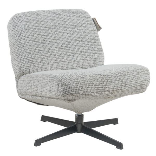 Fabric Swivel Relax Chair With Back Rest; (80x62x70)cm, White/Grey