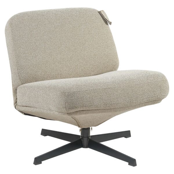 Fabric Swivel Relax Chair With Back Rest; (80x62x70)cm, Light Beige