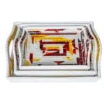 Big Serving Tray Set; 3pcs, Gold/Brown