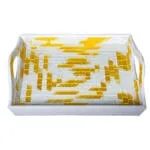 Big Serving Tray Set; 3pcs, Gold/White