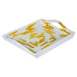 Big Serving Tray Set; 3pcs, Gold/White