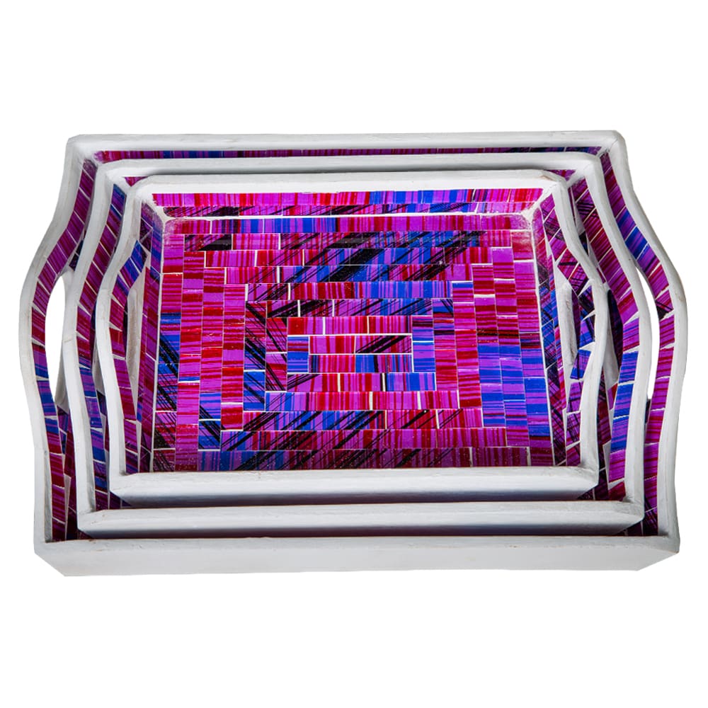 Big Serving Tray Set; 3pcs, Purple