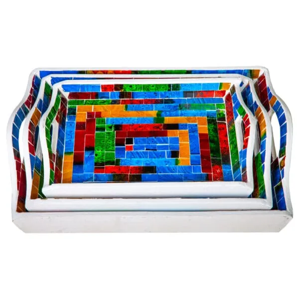 Big Serving Tray Set; 3pcs, Rainbow