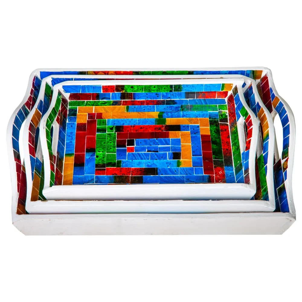 Big Serving Tray Set; 3pcs, Rainbow 1 Big Serving Tray Set; 3pcs, Rainbow