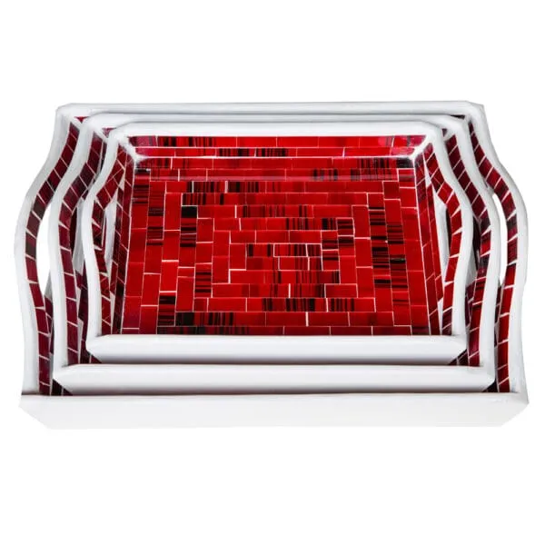 Big Serving Tray Set; 3pcs, Red