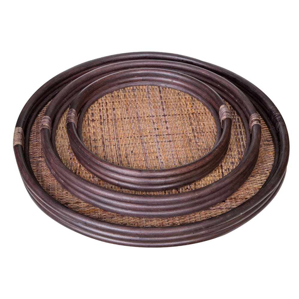 Round Leaf Tray Set; 3pcs, Brown