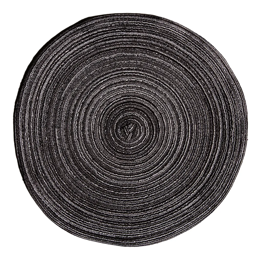 PVC Round Table Mat Set: 4Pcs; 38cm, Dark Grey