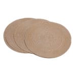 PVC Round Table Mat Set: 4Pcs; 38cm, Light Brown