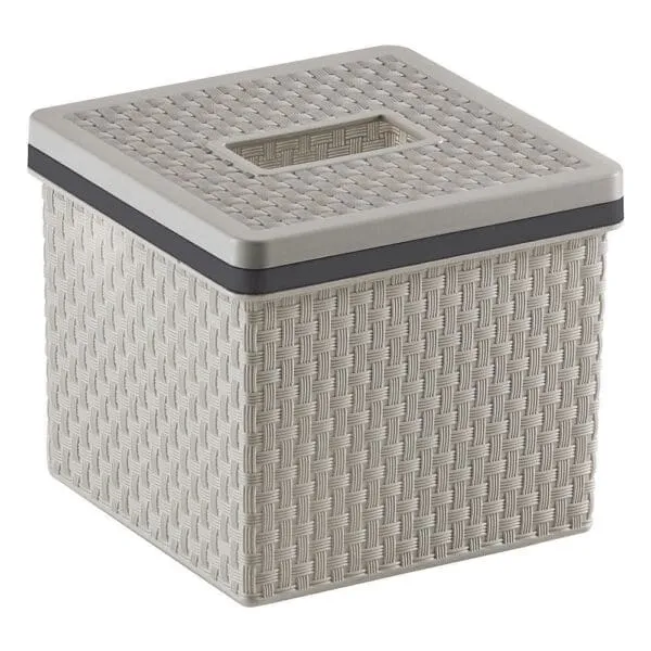 Saan Tissue Box With Lid; Small, Soft Grey/Dark Grey