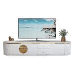 TV Cabinet; (200x40x40)cm, White/Gold