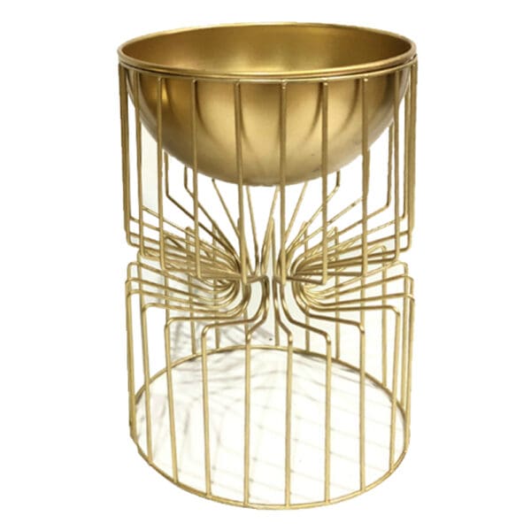Domus: Flower Pot With Stand; Medium (20x20x30)cm, Gold