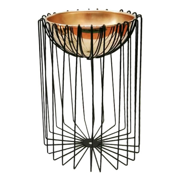 Domus: Flower Pot With Stand; Medium (23x23x34)cm, Rose Gold/Black