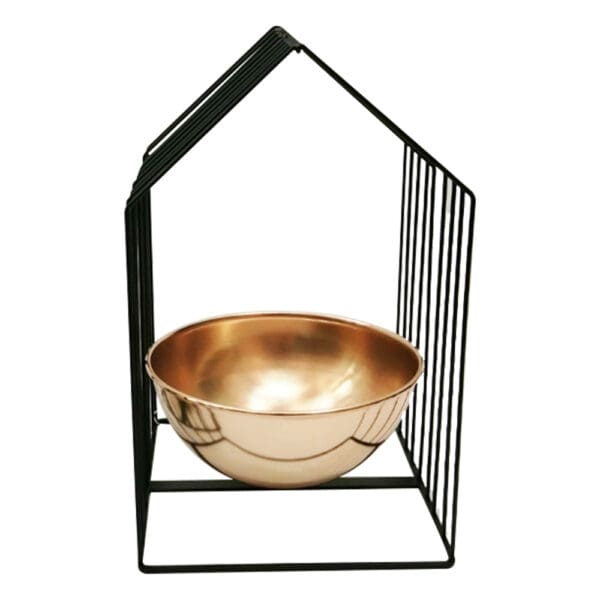 Domus: Flower Pot With Stand; Medium (21x20x35)cm, Rose Gold/Black