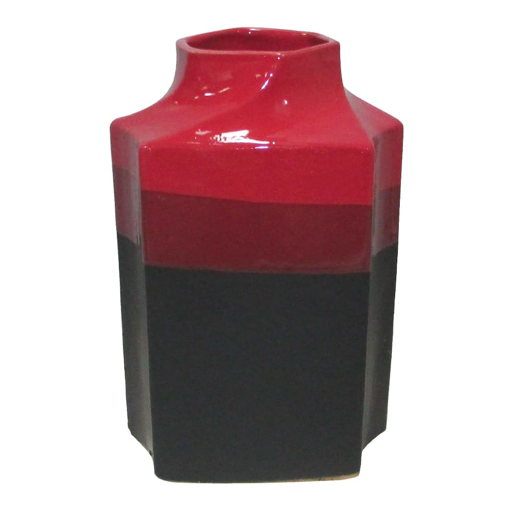 Decorative Ceramic Vase; (14.6x11.5x22)cm, Red/Black