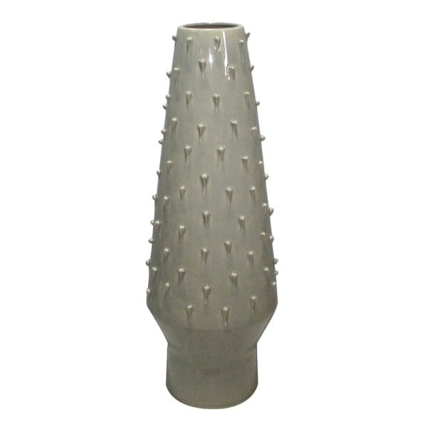 Decorative Spikes Ceramic Vase; (24.6x24.6x68)cm, Grey