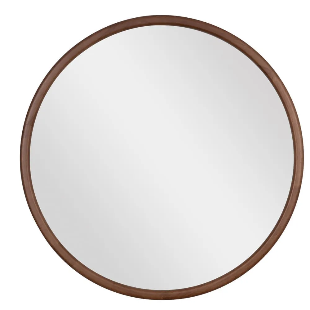 Decorative Round Wall Mirror + Frame: (28x64)cm, Brown
