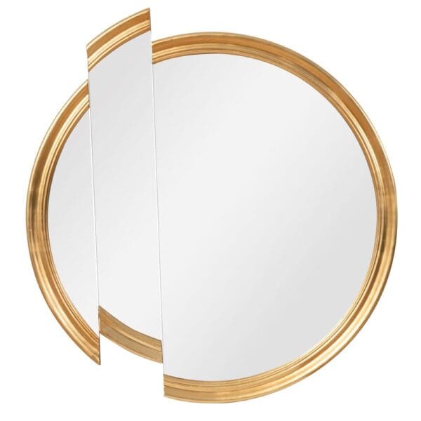 Decorative Round Wall Mirror+ Frame; (60x90)cm, Gold