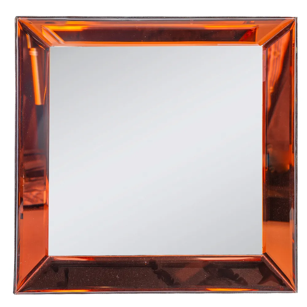 Square Wall Mirror With Frame; (40x40)cm, Red