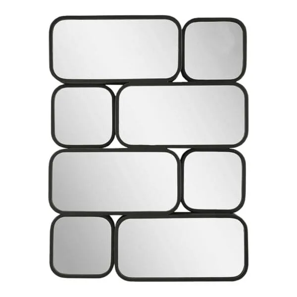 Decorative Wall Mirror; (60x80)cm, Matt Black