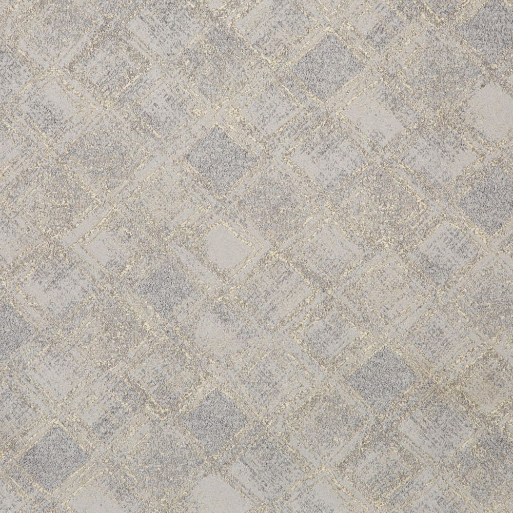 Hikari Collection: Mitsui Diamond Patterned Polyester Jacquard Fabric; 280cm, Grey/Gold