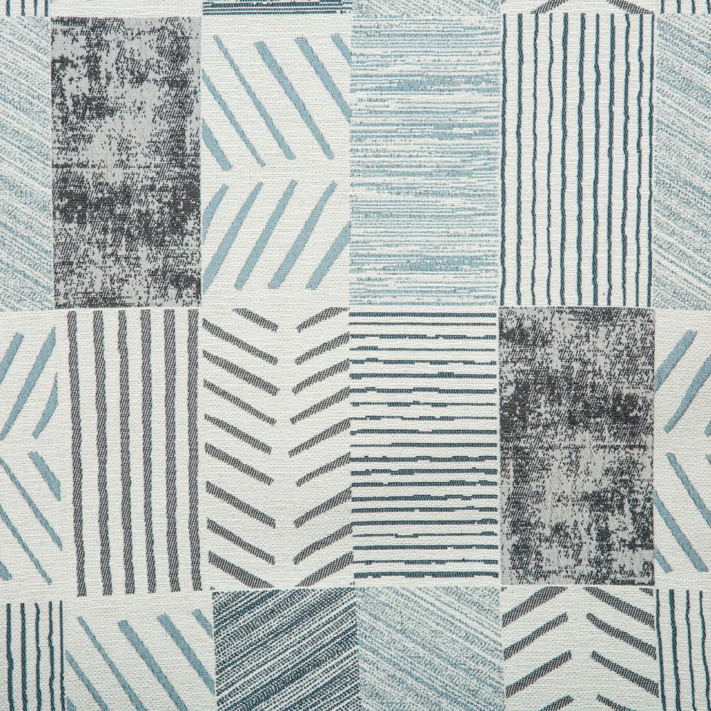 Samara Collection: Rectangles seamless vector patterned Curtain Fabric, 280cm, Light Blue/Off White