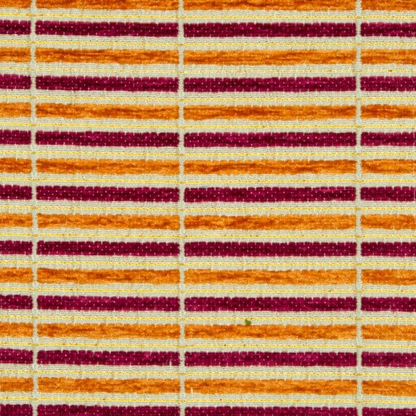 Santorini Collection: Stripe Pattern Polyester Upholstery Fabric; 140cm, Burgundy/Orange